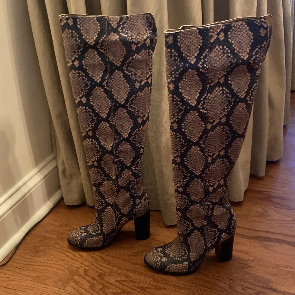 Sam Edelman tall leather snake skin boots - Picture 2 of 14